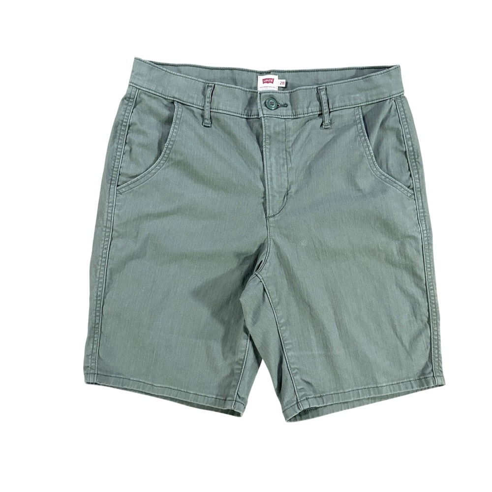 Levis Womens Chino Shorts Sage Green Twill Mid Length Size 28 Water Less